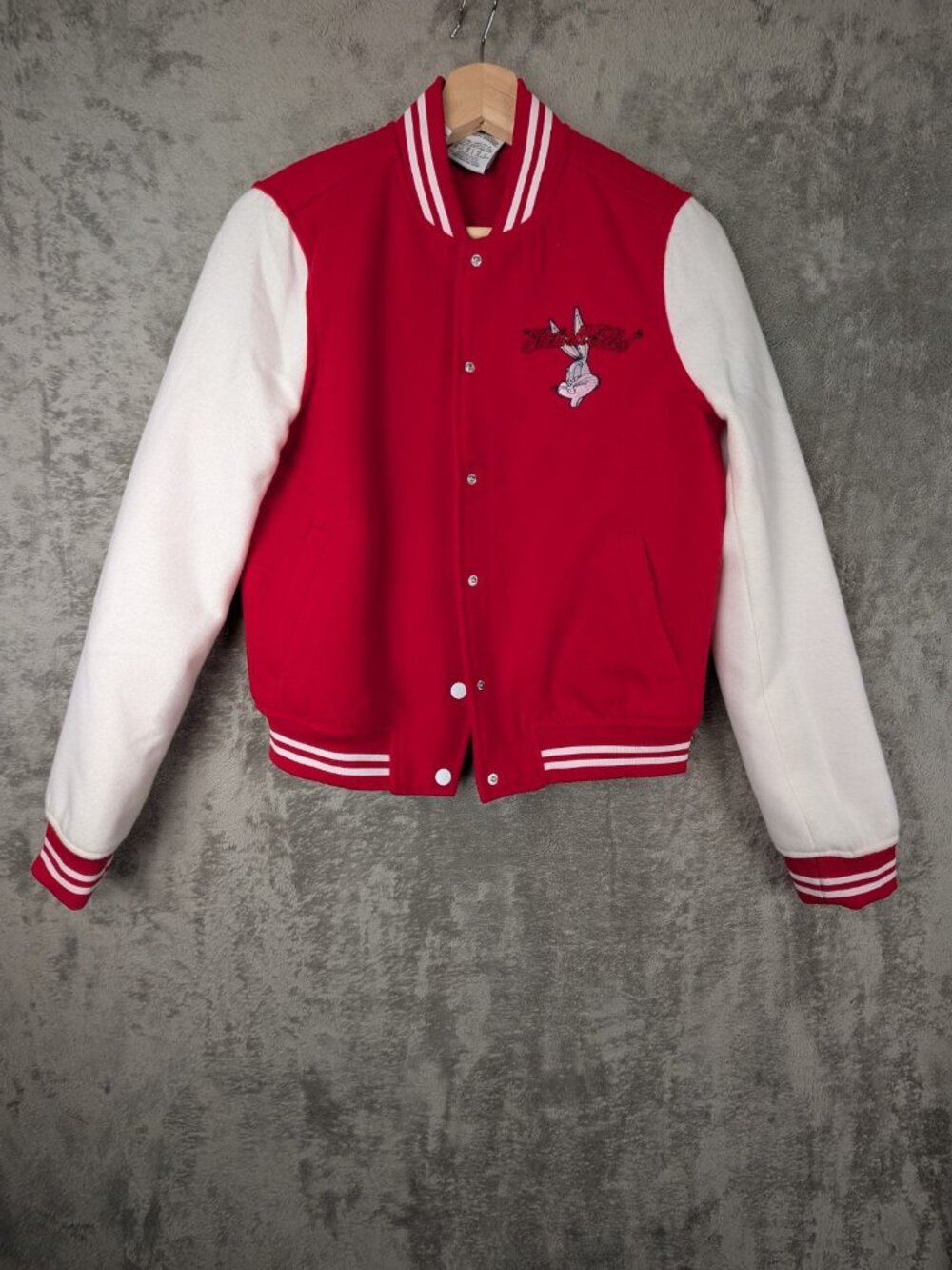 Brand New Red White Looney Tunes Varsity Jacket Women's Size Small NWT